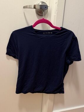 Abercrombie & Fitch Navy Blue Short Sleeve Crop Tee